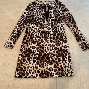 DVF Long sleeved leopard dress